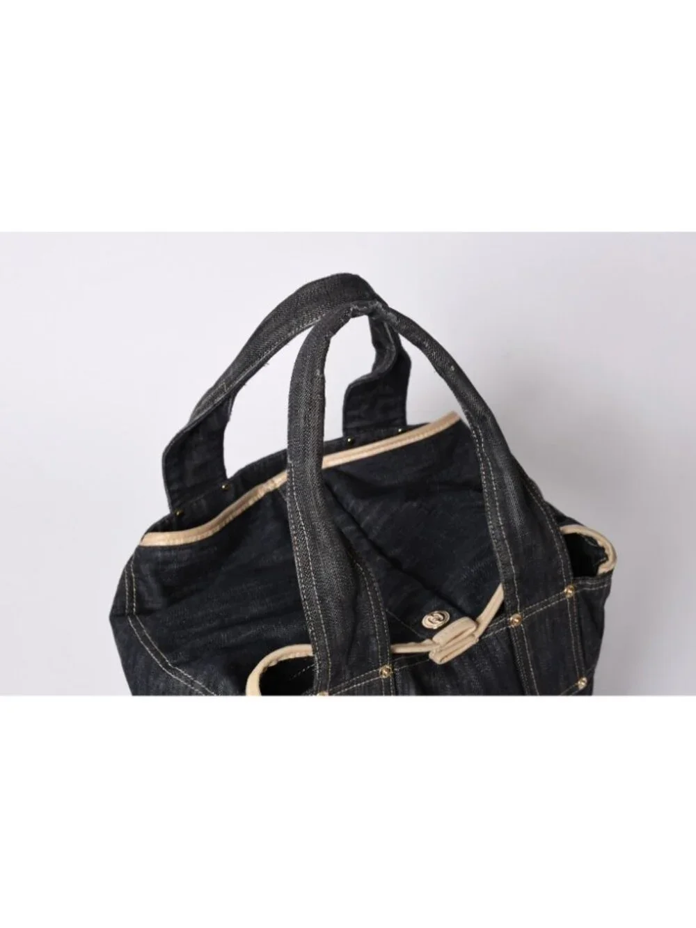 Chanel Sparkling Denim Tote Bag Fabric Indigo Gold